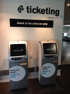 Air New Zealand check-in kiosks at Auckland Airport