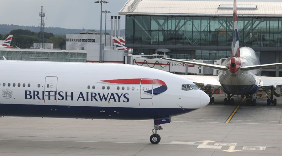 British Airways 777 Taxiing At London Heathrow Airport Terminal 5,cabin Crew Industrial Action