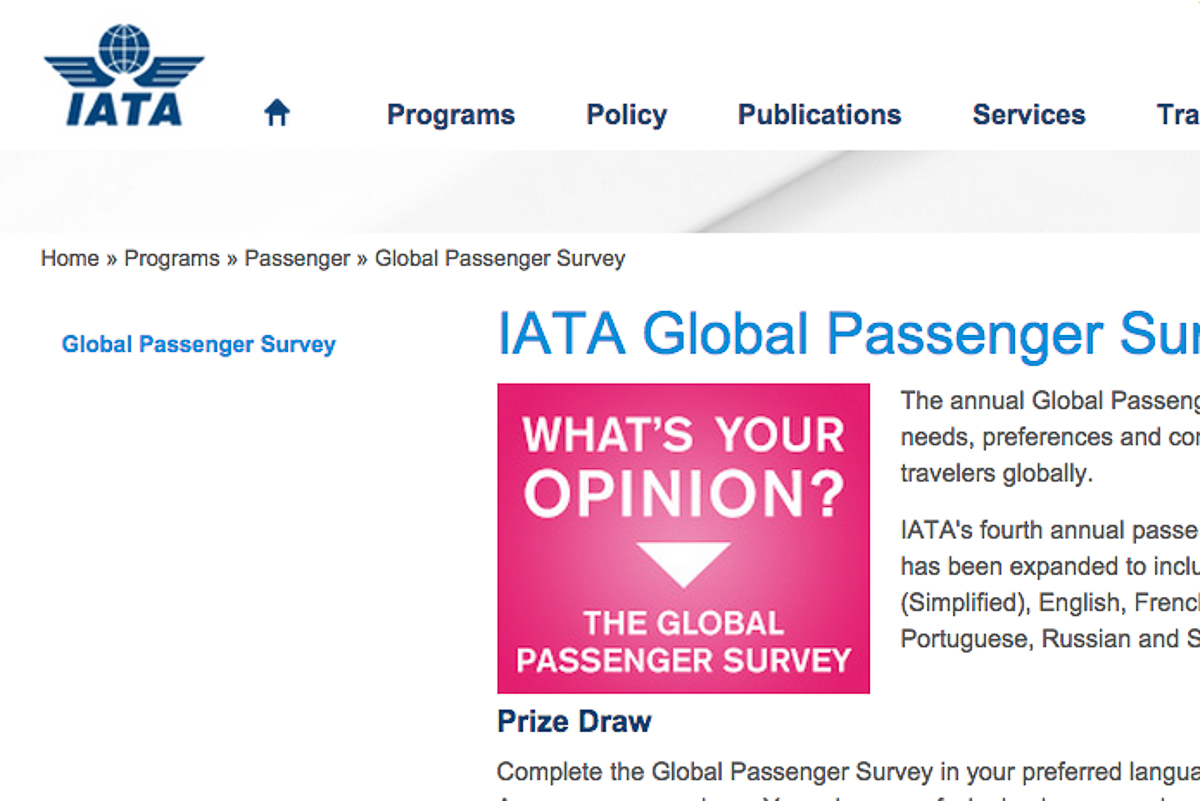 IATA conducts their annual Global Passenger Survey