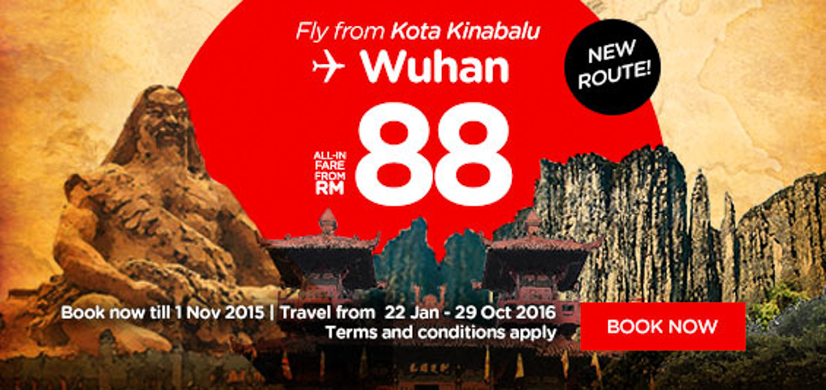 AirAsia adds Wuhan to their network from Kota Kinabalu