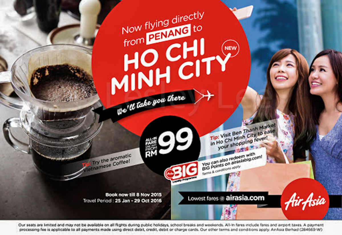 AirAsia adds new direct flights Penang to Ho Chi Minh