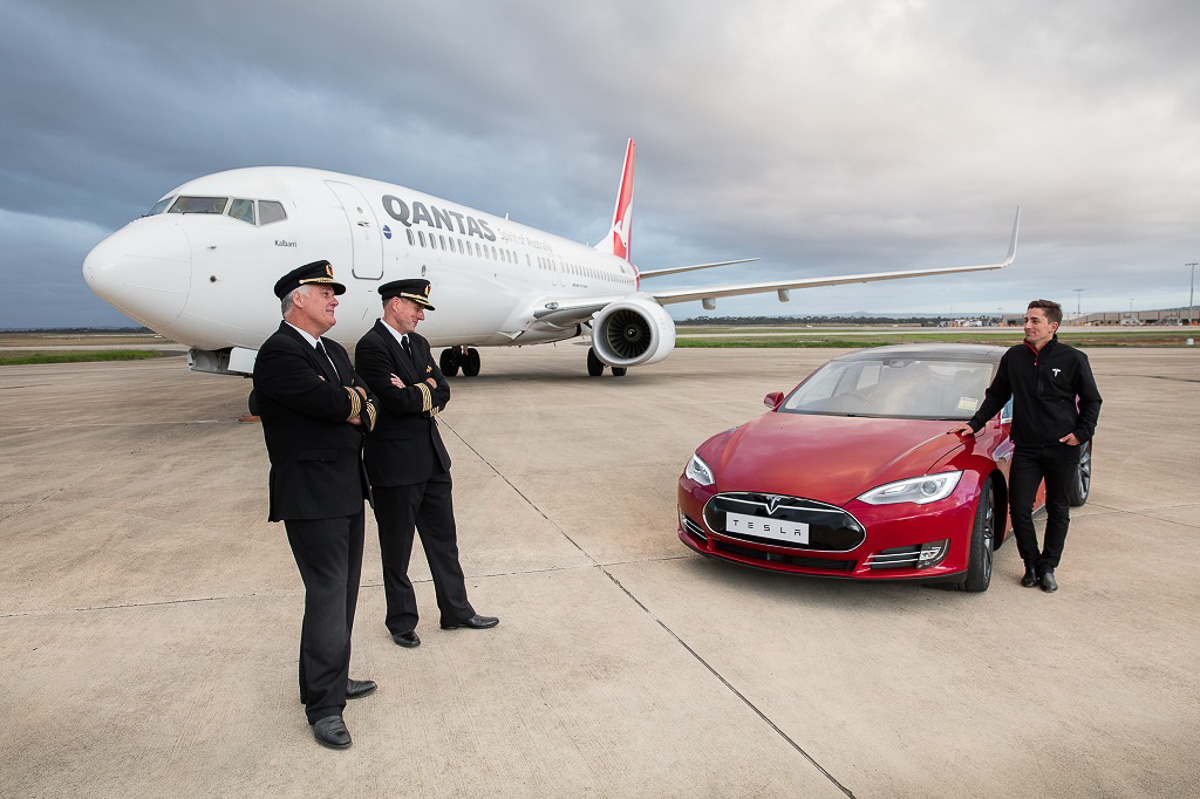 Qantas and Tesla face off on the runway