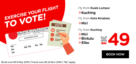 AirAsia – Sarawak fares for the elections