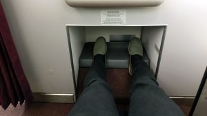 Malaysia Airlines Airbus A330 Business Class footwell in seat 1K