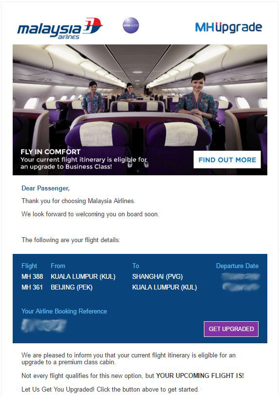 Mhupgrade Malaysia Airlines Business Class On An Economy Budget