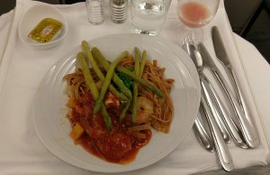 Malaysia Airlines Prawn Brochette with Tomato Linguine ordered through Chef-on-Call