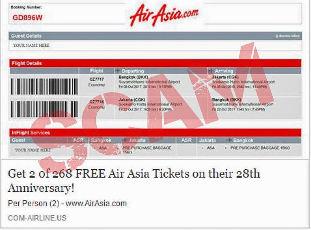 Airasia Warns Of Online Survey Ticket Scam Economy Traveller