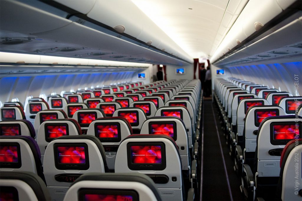 Virgin Australia Airbus A330 economy cabin interior