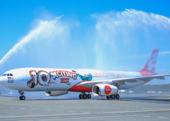 AirAsia X Airbus A330 9M-XXF 10th Anniversary Livery With Water Cannon