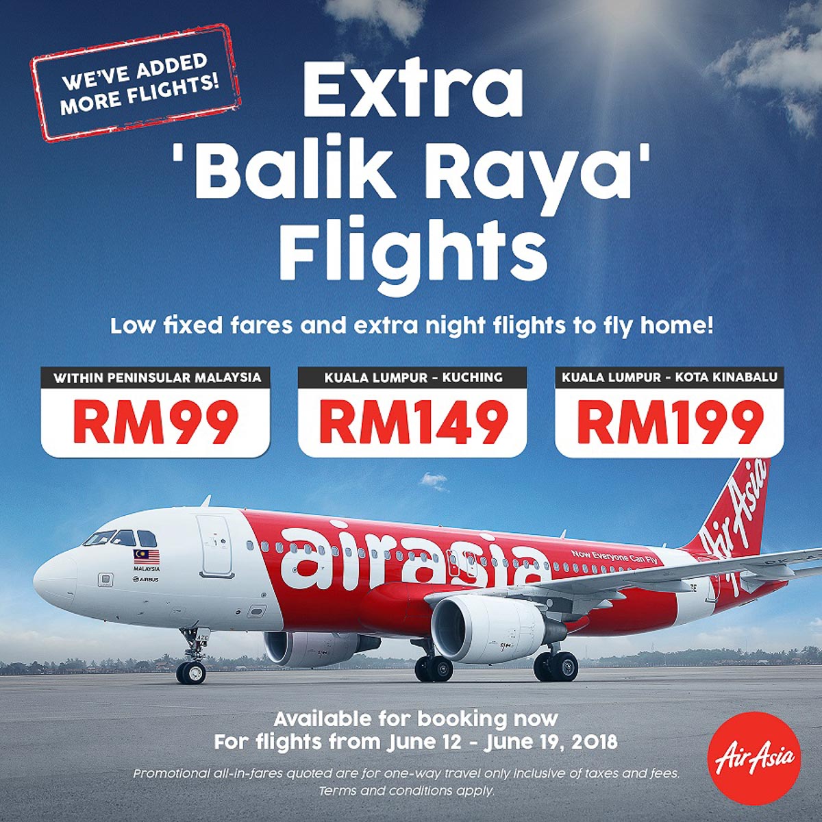 AirAsia Balik Raya late night fixed fare flights Economy Traveller