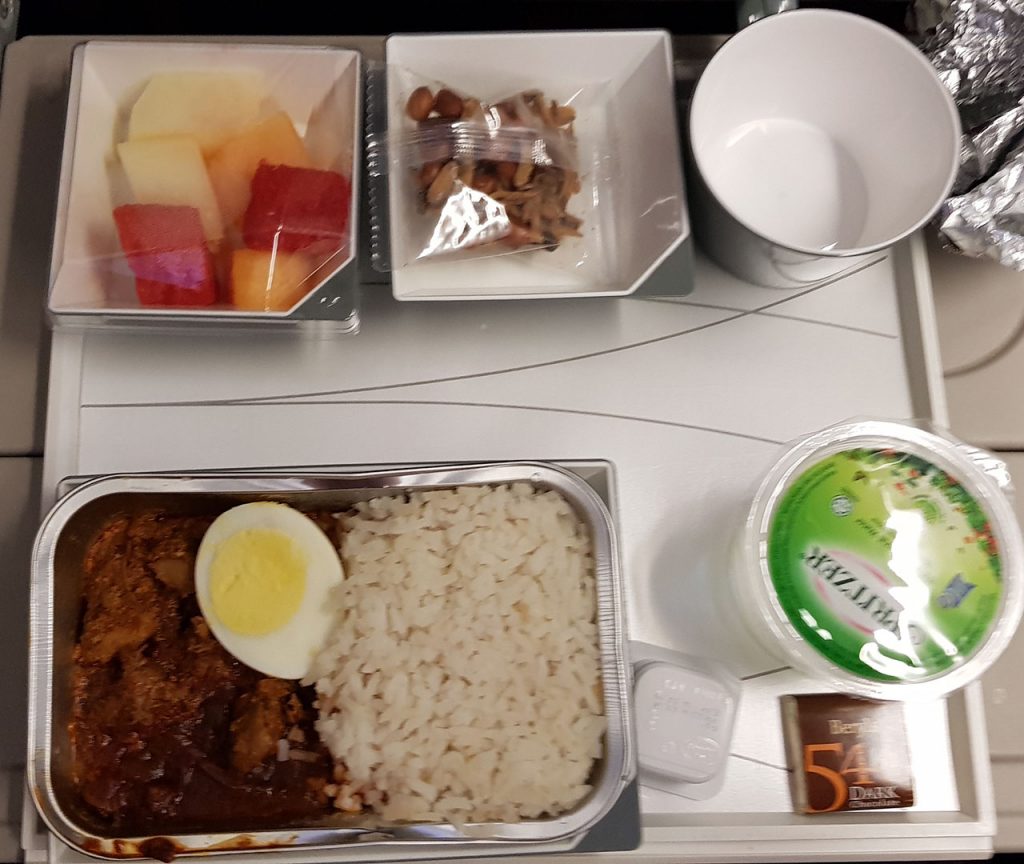 Malaysia Airlines in-flight food: nasi lemak