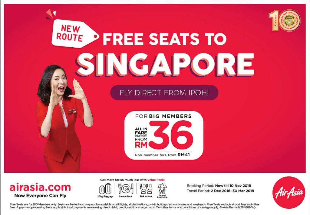 Airasia S Newest Route Ipoh Singapore Economy Traveller