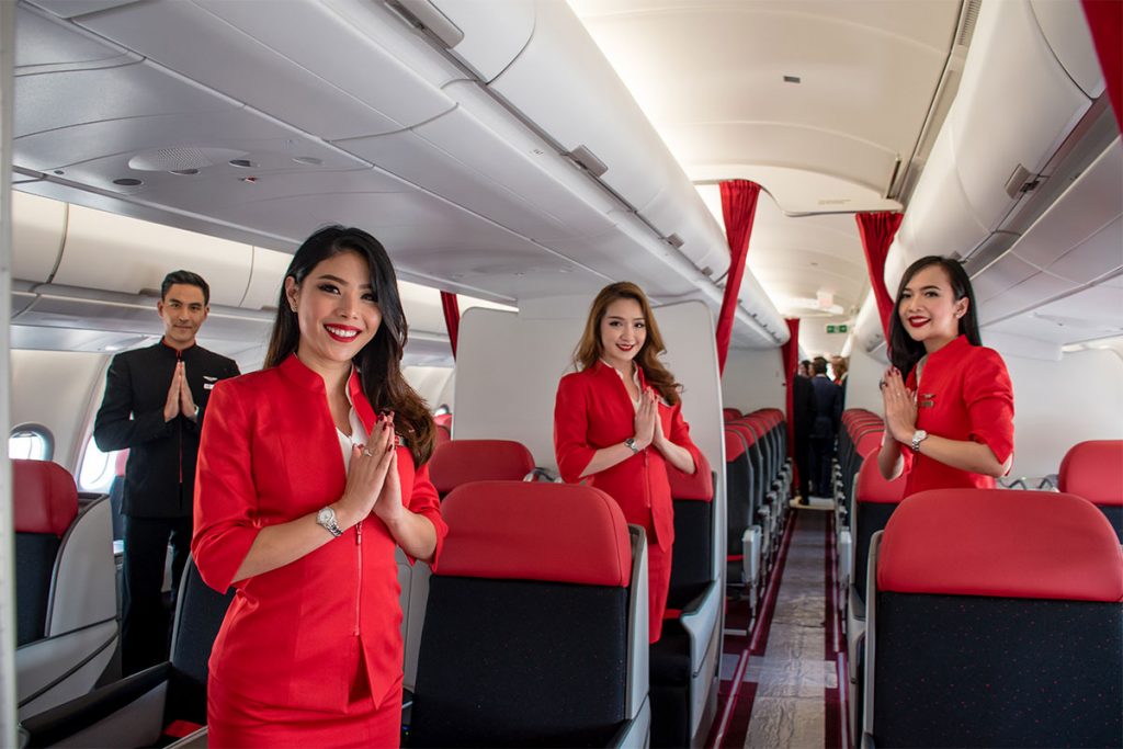 AirAsia Airbus A330neo interior with crew