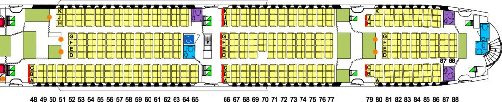 Qantas Airbus A380 lower deck seat map