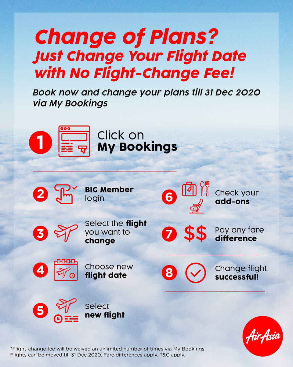 AirAsia change fee waiver