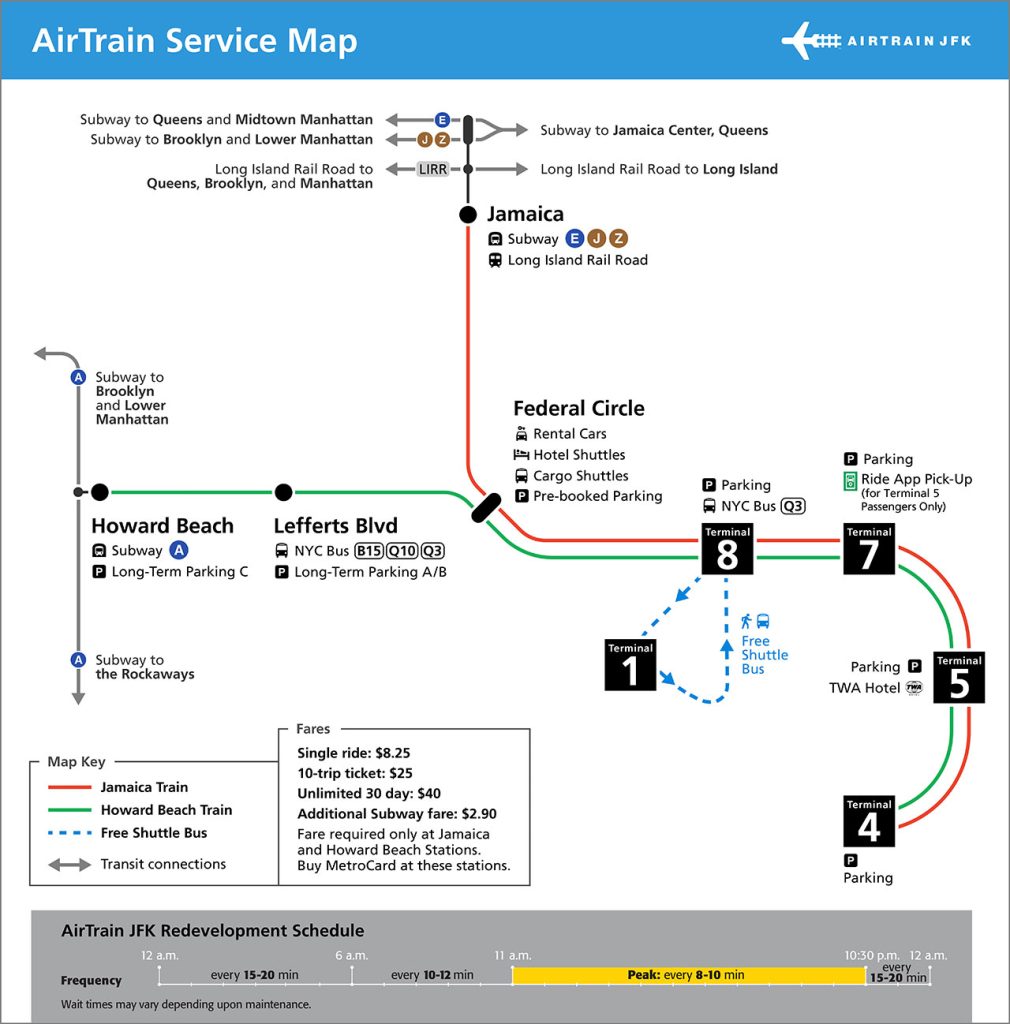 Route map and fares from the official JFK Airport website.